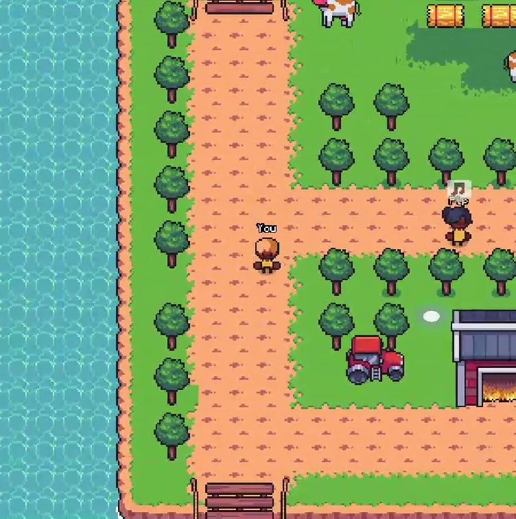 Walking through a village in Pixl